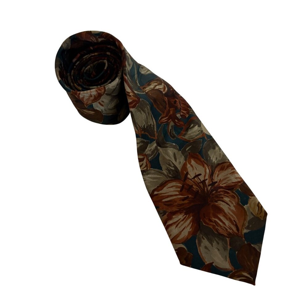 Manhattan Extra Long Floral Tie Polyester USA Mens Necktie Work Formal